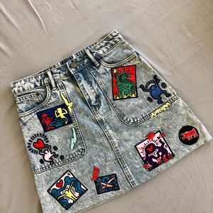 COPY - Alice Olivia Patch Detail Denim Skirt
